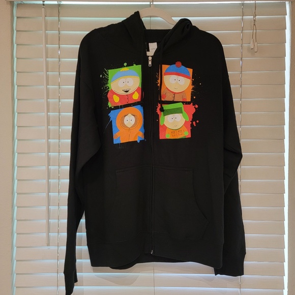 South Park Stan, Kyle, Cartman & Kenny Lightweight Zip Up Hoodie Men’s Large NWT - Picture 1 of 4